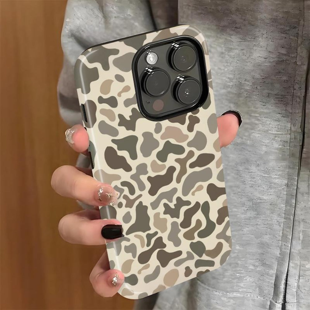 Phone Case Camo Pattern Dual-Layer PC and TPU Bumper with Reinforced Edges for Select iPhone and Galaxy Models