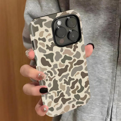 Phone Case Camo Pattern Dual-Layer PC and TPU Bumper with Reinforced Edges for Select iPhone and Galaxy Models