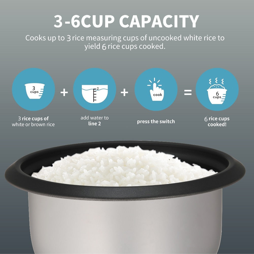 Rice Cooker & Yogurt Maker 1.5Qt, 6-Cup Non-Stick Electric Rice Cooker with Auto Keep, One-Touch