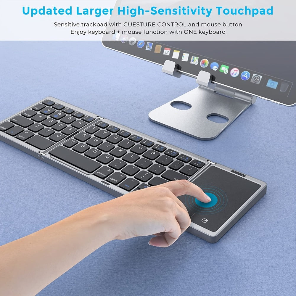 Tri-Fold Bluetooth Keyboard with Touchpad Rechargeable Portable Foldable Wireless Keyboard for an Everyday Personal Care Routine
