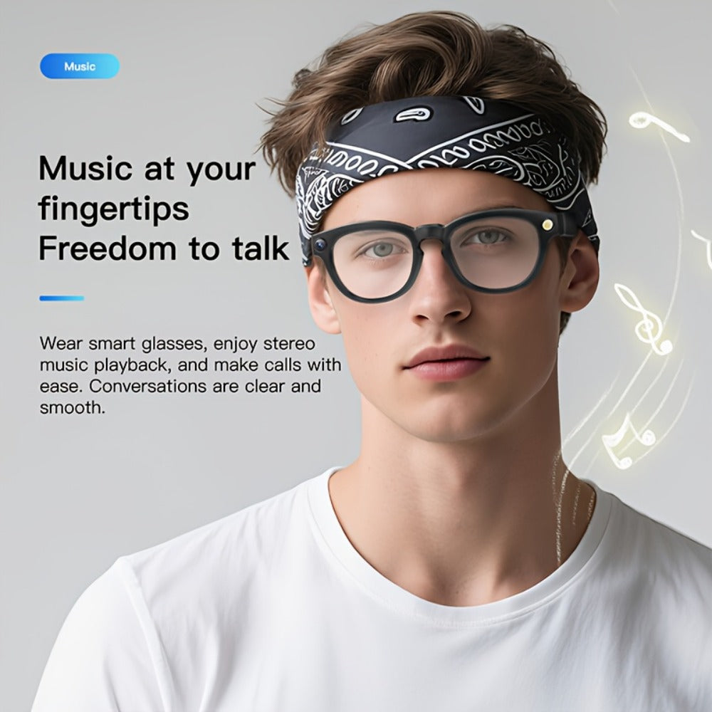 Smart Glasses 16GB Video Recording Eyewear with Source-Listed 4K Camera, Open-Ear Audio and Black Frame