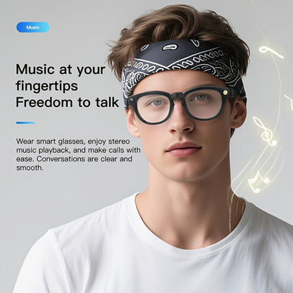 Smart Glasses 16GB Video Recording Eyewear with Source-Listed 4K Camera, Open-Ear Audio and Black Frame