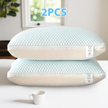 Bed Pillow Set of 2 Queen-Size Blue or Gray Pillows with 29 x 18.9-Inch Profile and Washable Cover