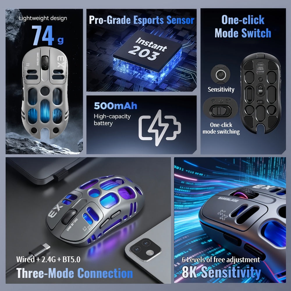 Bluetooth 5.0 2.4G Dual Mode Wireless RGB Gaming Mouse Silent 6 Button USB-C Rechargeable for an Everyday Personal Care Routine
