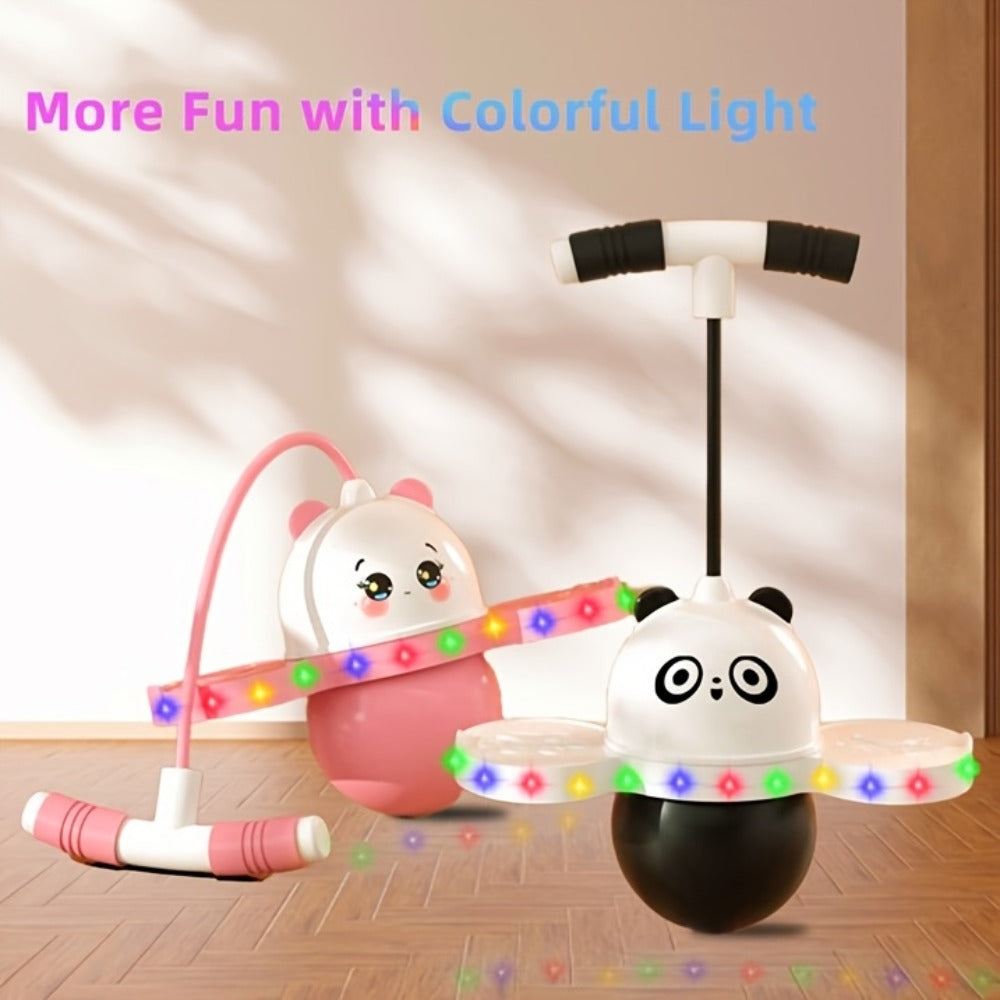 LED Pogo Ball with 80cm Handle, 43cm Bounce Board, Thick Pedals and Pink or Black Color Options