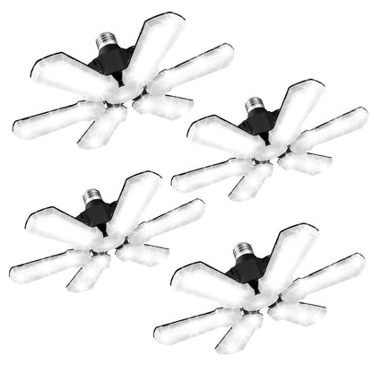 LED Garage Lights 25000LM Deformable, 250W Equivalent E26/E27 Screw-In Ceiling Shop Light with 6+1 / 8+1 Adjustable Panels for Garage