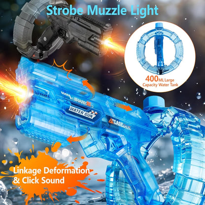 Rechargeable Transforming Electric Water Blaster with LED Muzzle Light and Blue or Blue Spec2 Option