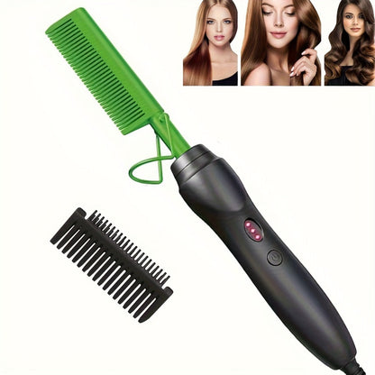 Electric Hot Comb Hair Straightener Ceramic Copper Heating Plate Portable Heat Press Comb for Home, Travel and Salon Hair Styling