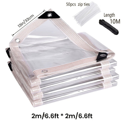 Clear Tarp Transparent PE Tarpaulin with Grommets, Rainproof Cover for Porch Canopy Henhouse Plant Camping & Outdoor Garden