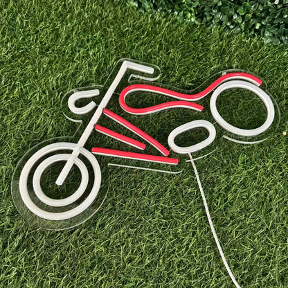 Motorcycle Outline LED Neon Sign with 41 x 22 cm Panel, 5V USB Power, Chain and Adhesive Hooks