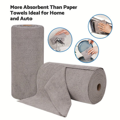 Microfiber Cleaning Cloths 100 Pack Reusable Washable Tear-Away Towel Roll 12x12 – Absorbent Rags & Dishcloths for Kitchen, Bathroom