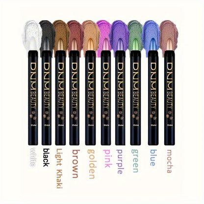 Smoky Eye Shadow Pen Set 10 Colors, Waterproof Rotating Eyeshadow Stick with Pearlescent & Matte Finishes