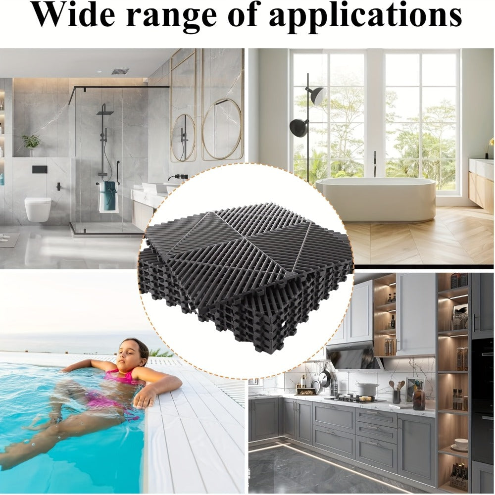 Interlocking Garage Floor Tiles 20-Pack – 16"x16" Drainage Floor Mat, Non-Slip PP Tiles for Garage, Car Wash