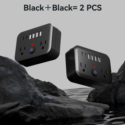 Surge Protector Power Strip 8-in-1 Mini Wall Adapter with 2 AC Outlets, 4 USB-A, 2 USB-C and One or Two-Pack Options