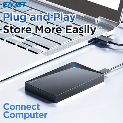 Portable USB 3.0 Hard Drive with 250GB or 320GB Capacity, Black EAGET G20 Enclosure and Micro-B Connector