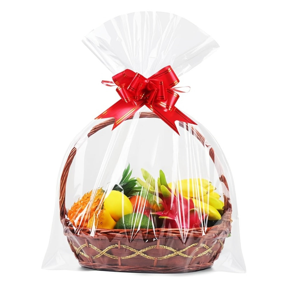 Cellophane Bags 50-Pack Large 18x30 Inch Transparent Gift Basket Wrap Bags – Clear Cellophane Wrapping for Christmas