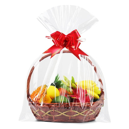 Cellophane Bags 50-Pack Large 18x30 Inch Transparent Gift Basket Wrap Bags – Clear Cellophane Wrapping for Christmas