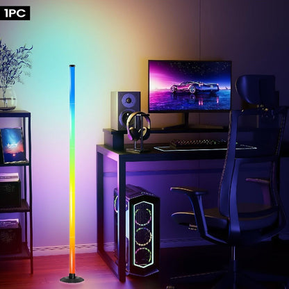 RGBICB Segmented Floor Light Bar with Gradient and Multicolor Modes, Round Base, App and Remote Controls, and One- or Two-Lamp Options