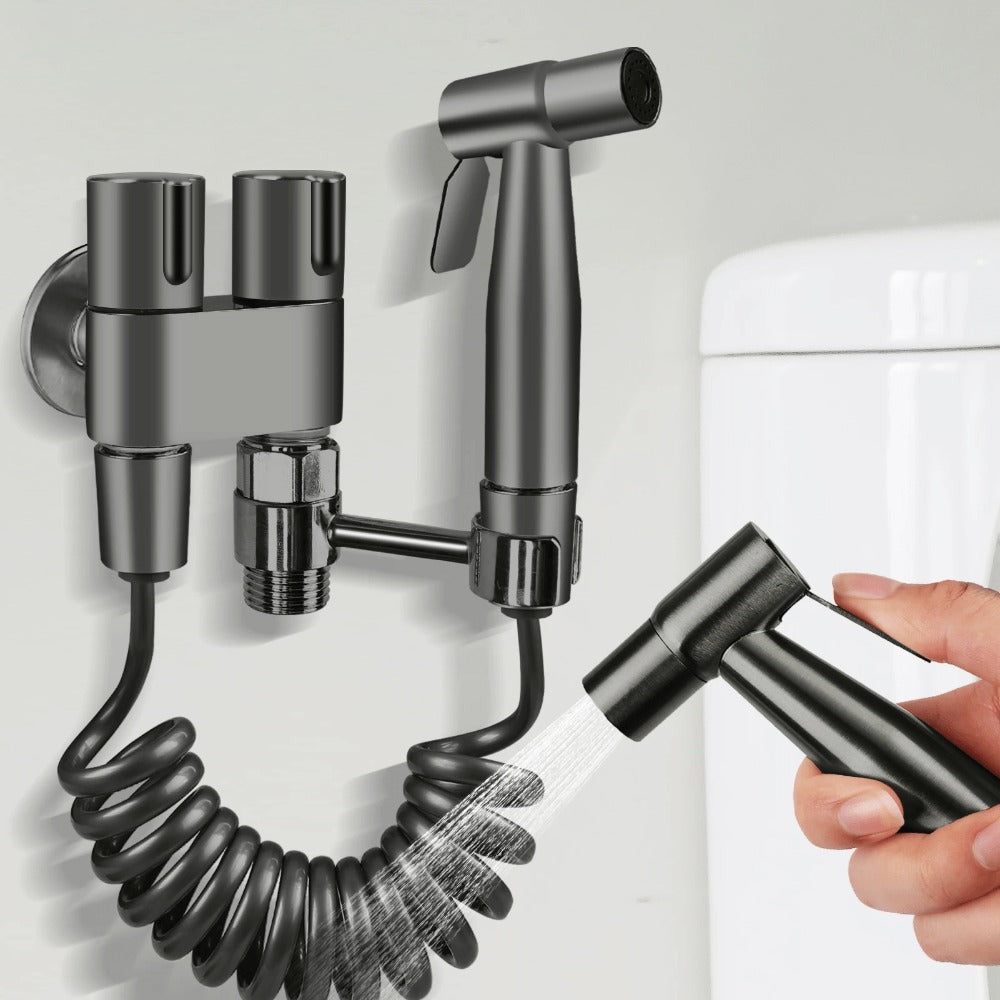Handheld Bidet Sprayer Kit 6-Piece Wall Mounted Toilet Sprayer Set with Hose & Holder - Adjustable Pressure