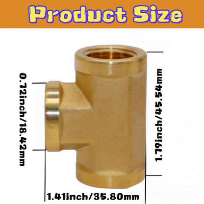 Brass Forged Pipe Tee Fittings NPT Female Threaded – 3-Way T-Shape Connector Couplings, for Home Plumbing Maintenance and Repair