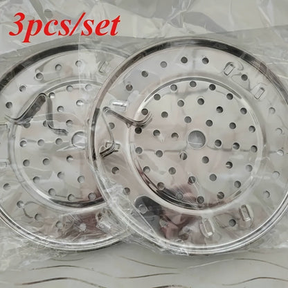 Stainless Steel Steamer Rack Set 3-Piece Multi-Layer Round Steamer Insert with Can Holder, Fits Most Pots for Home Kitchen