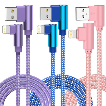 10ft Nylon Braided Lightning Cable 3-Pack MFi, USB-A to Lightning iPhone Charger Cord for iPhone 14 13 12 11 Pro Max XS XR X 8 7 SE