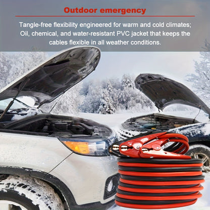 20-Foot Red and Black Jumper Cable Set with Four Clamps, Carrying Bag and 2-Gauge 800A Source Label