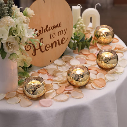 Round Glass Votive Candle Holder Sets in Gold, Pink, Silver or Green with 6-, 12- or 24-Piece Options