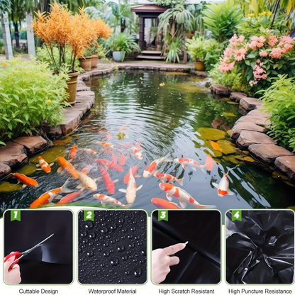 Pond Liner, HDPE Garden Fish Pond Water Feature Landscape for Garden, Patio and Yard Use, with the Listed Configuration