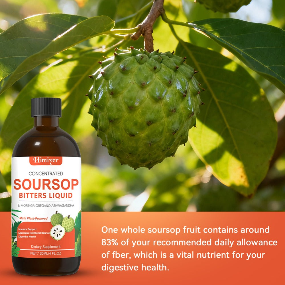 Soursop Bitters Liquid Herbal Supplement, Gut Health Support with Moringa, Oregano & Ashwagandha