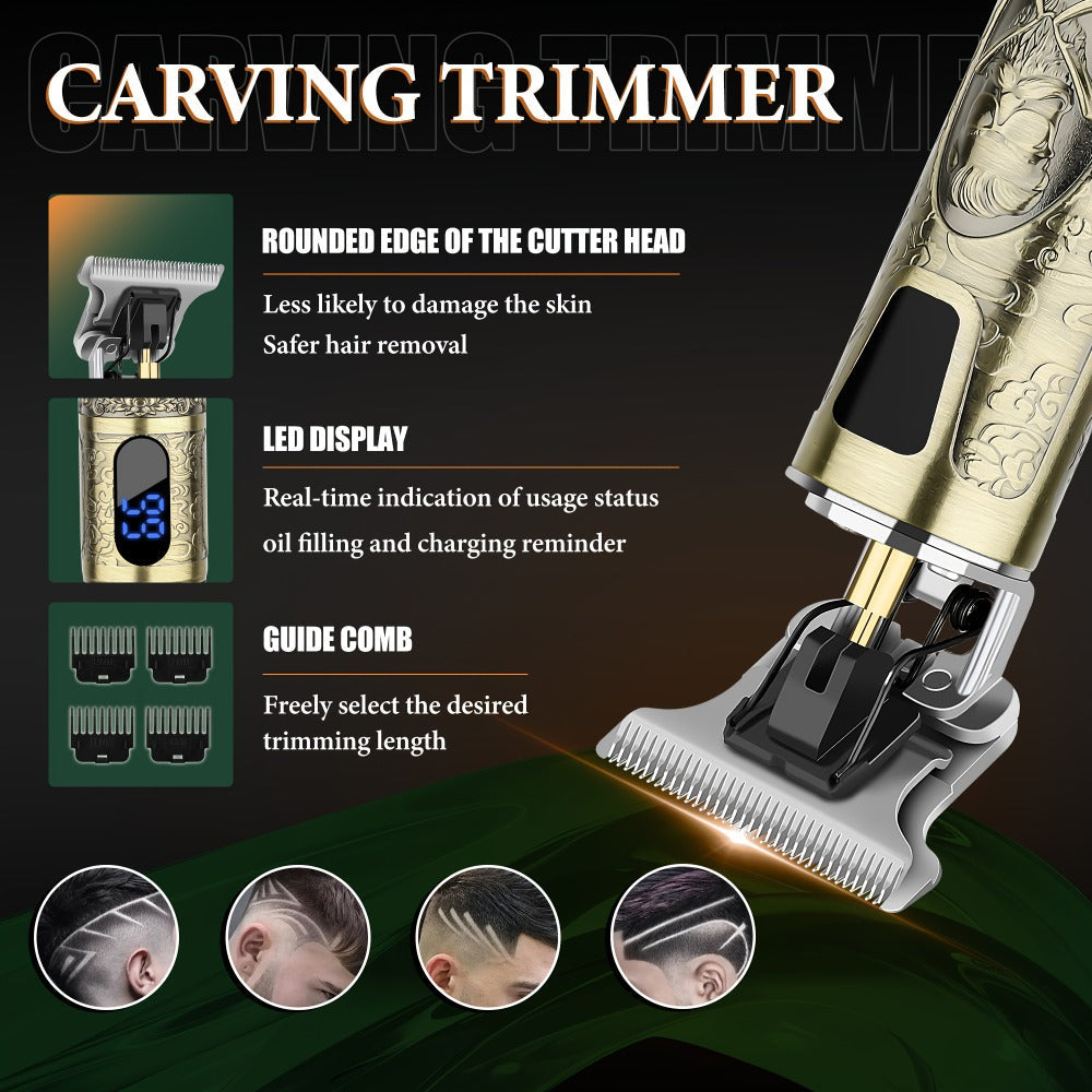 LQT Bronze Hair Clipper Set with Digital Displays, USB Charging and Choice of 2-, 3- or 4-Device Kits