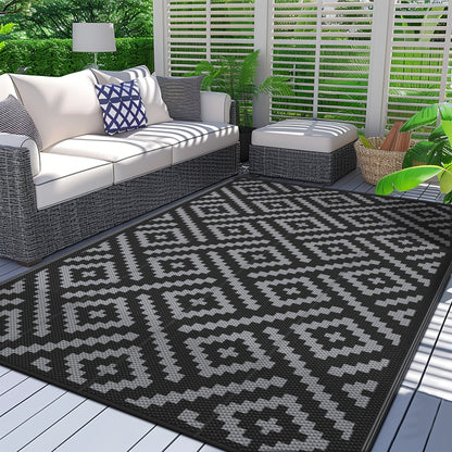 Outdoor Reversible Plastic Straw Rug for Patio Deck RV Camping – Waterproof UV-Resistant Lightweight Mat, Multiple Sizes & Colors