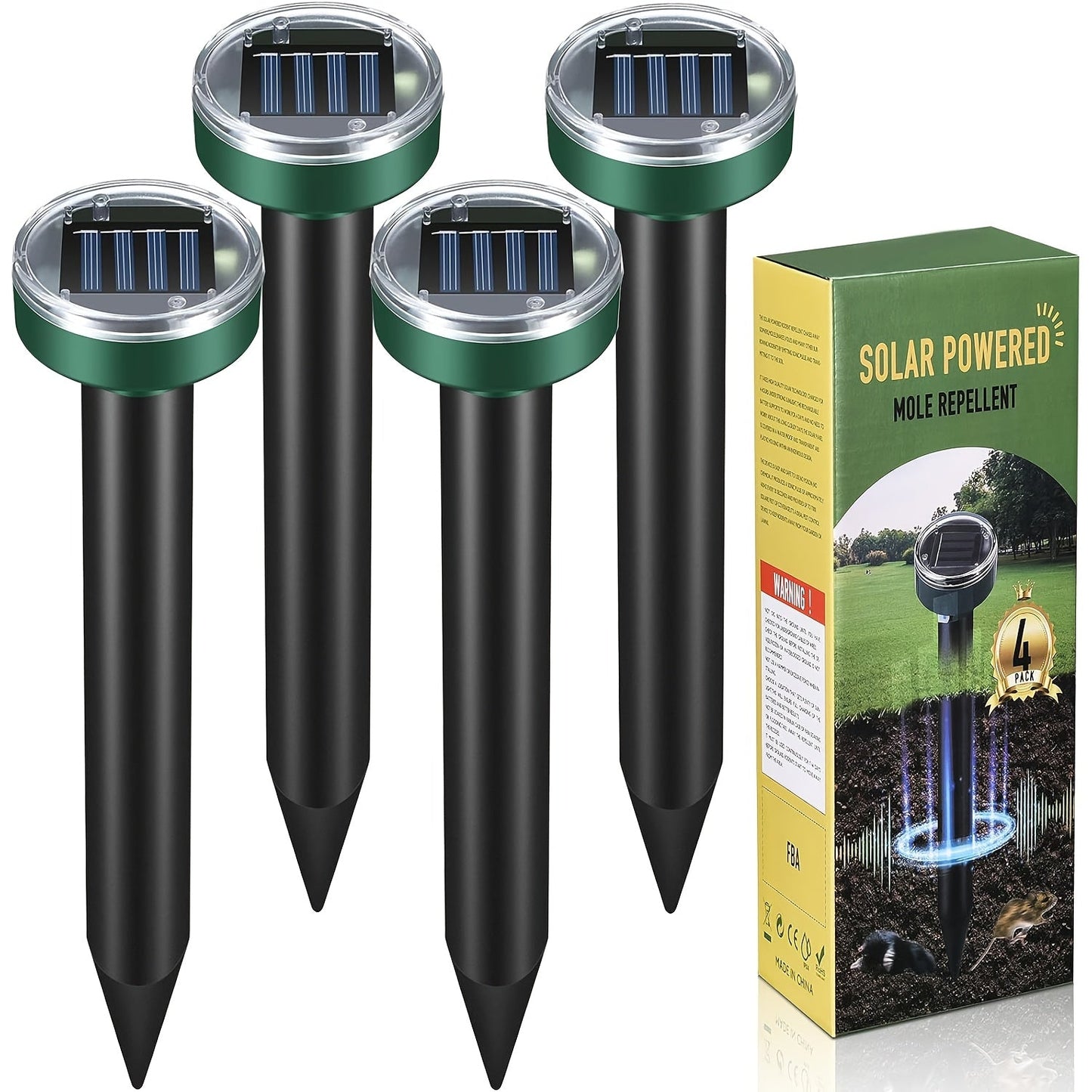 Solar Ultrasonic Pest Repeller Outdoor Rodent Stake for Yard Garden Farm Mole Snake Skunk Dog Device 2/4/6/10 Pack