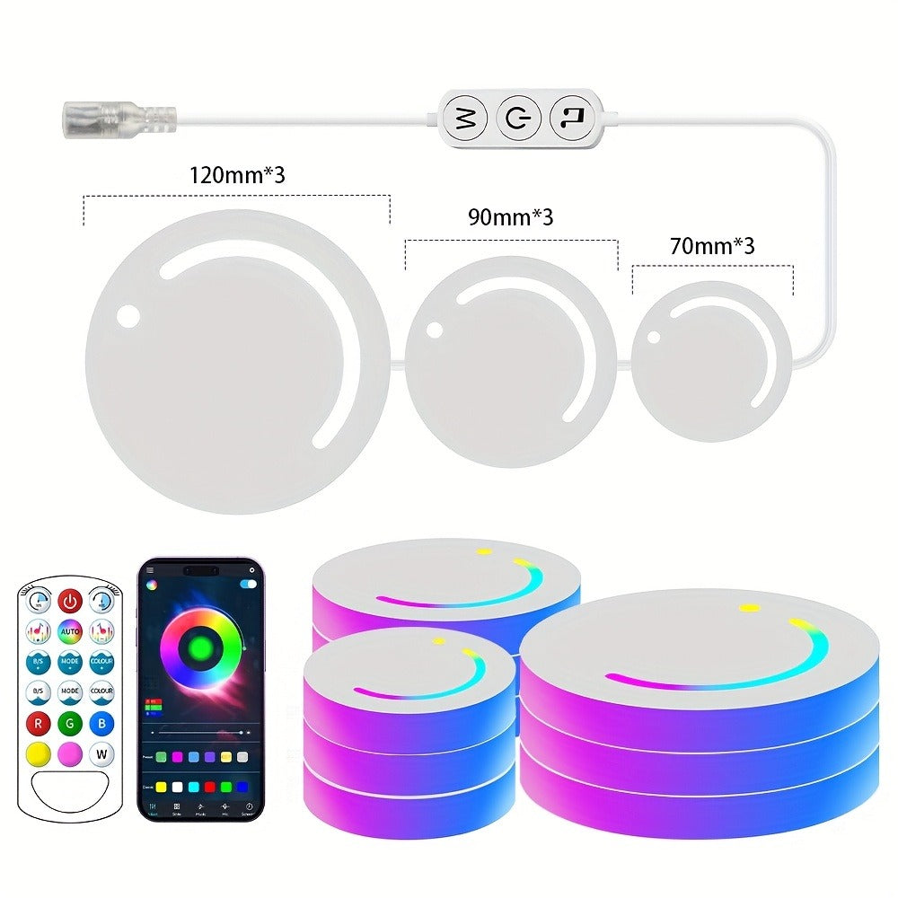 LED Atmosphere Lights Set of 9, Smart RGB App Control with Music Sync & Unit Jump Dimming, Romantic Ambient Lighting for Living Room
