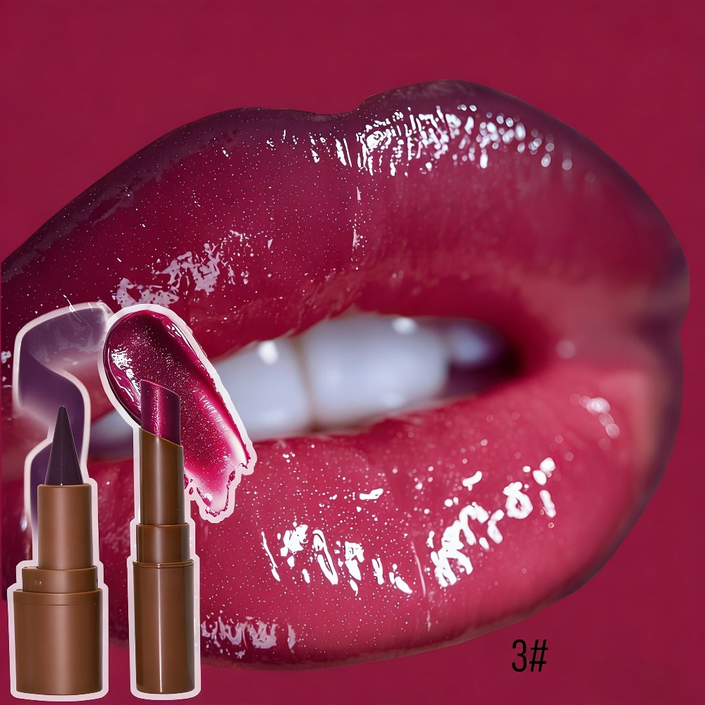 Metallic Lipstick & Lip Liner Pen Set for Women, 3D Full Lip Shape High-Shine Glossy Finish, Smudge-Proof All-Day Wear