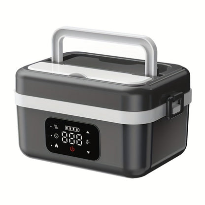 Heated Lunch Box, 8000mAh Battery-Powered 60W Food Warmer with 1L Stainless Steel Inner Container