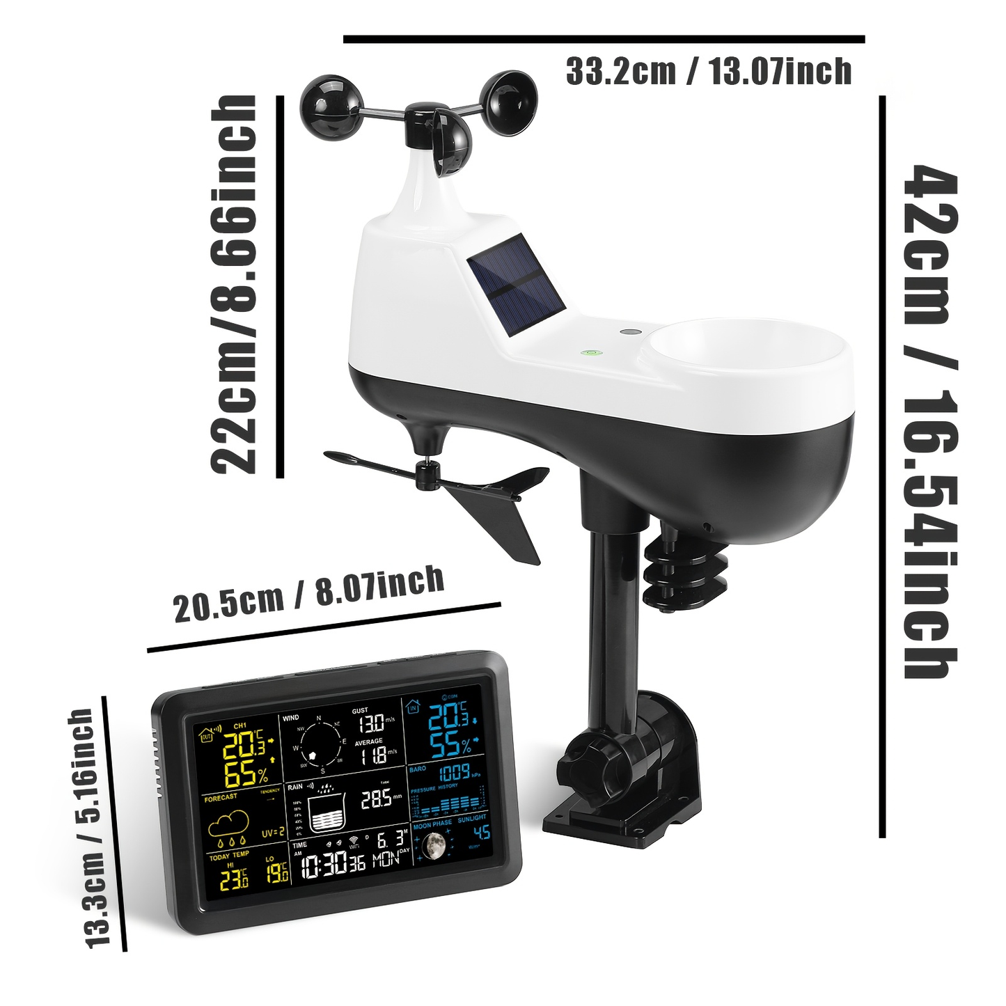 WiFi Weather Station | 7-in-1 Rain Gauge Wind Speed App Forecast