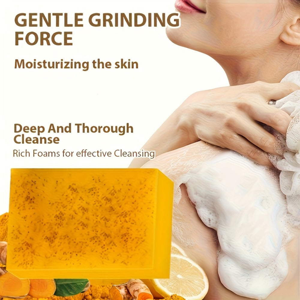 Turmeric Bath & Skin Care Set 3-Piece – Brightening Mousse, Soap & Oil for Hair, Face & Body, Gentle Moisturizing Cleanser Gift Set