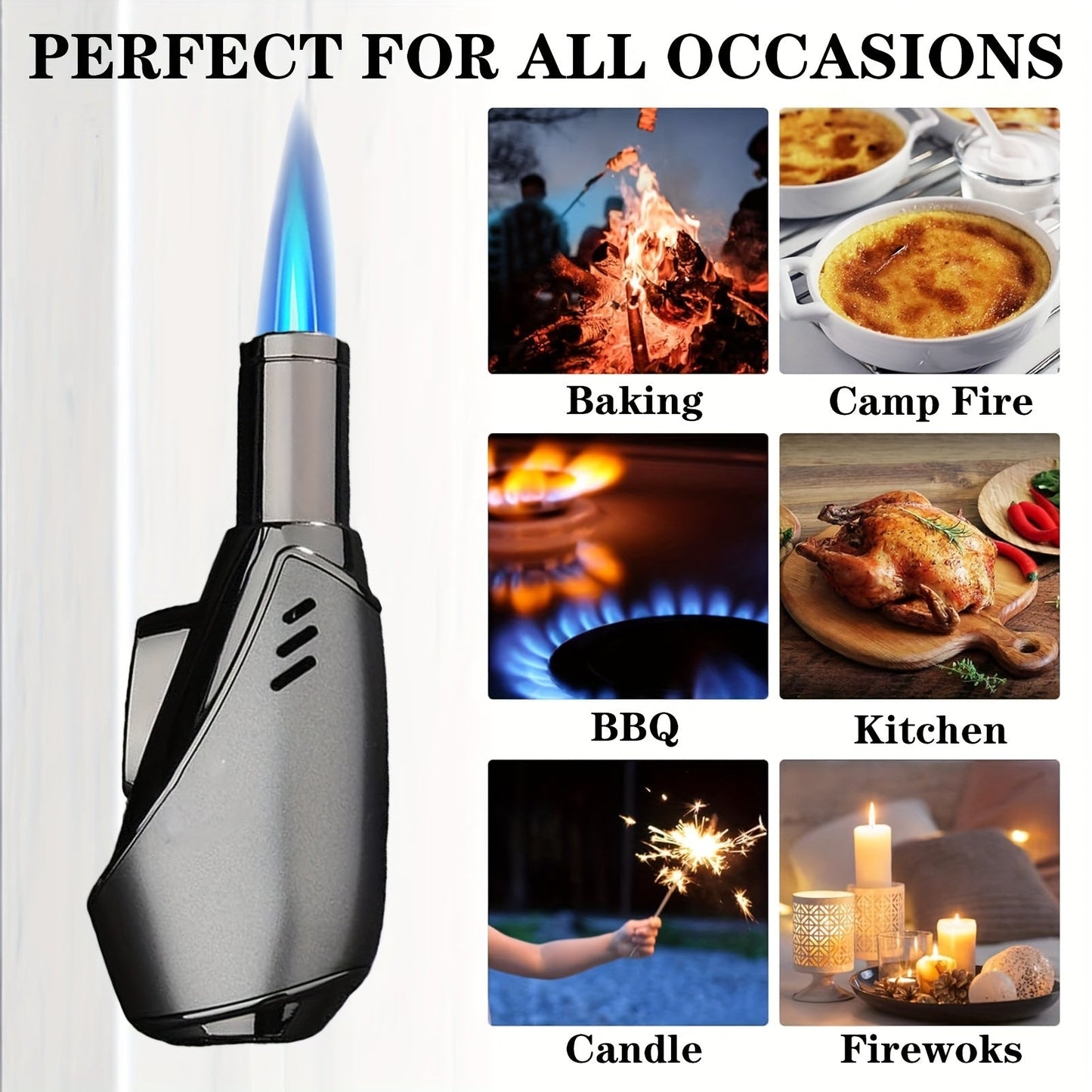 Butane Torch Lighter Spray Gun – Windproof Blue Flame with Safety Lock, Flame Adjustment for Outdoor BBQ, Cooking, Welding