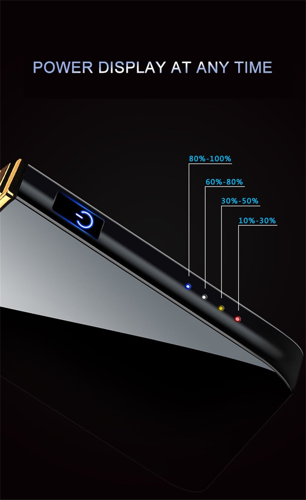 Flip-Top Dual-Arc Electric Lighter with Power Display in 12 Black or Blue Artwork Options Pictured