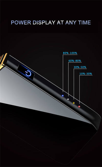 Flip-Top Dual-Arc Electric Lighter with Power Display in 12 Black or Blue Artwork Options Pictured
