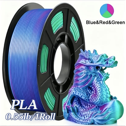 3D Printer Filament Tri-Color PLA 1.75mm 250g Coextruded Spool with Five Three-Tone Combinations