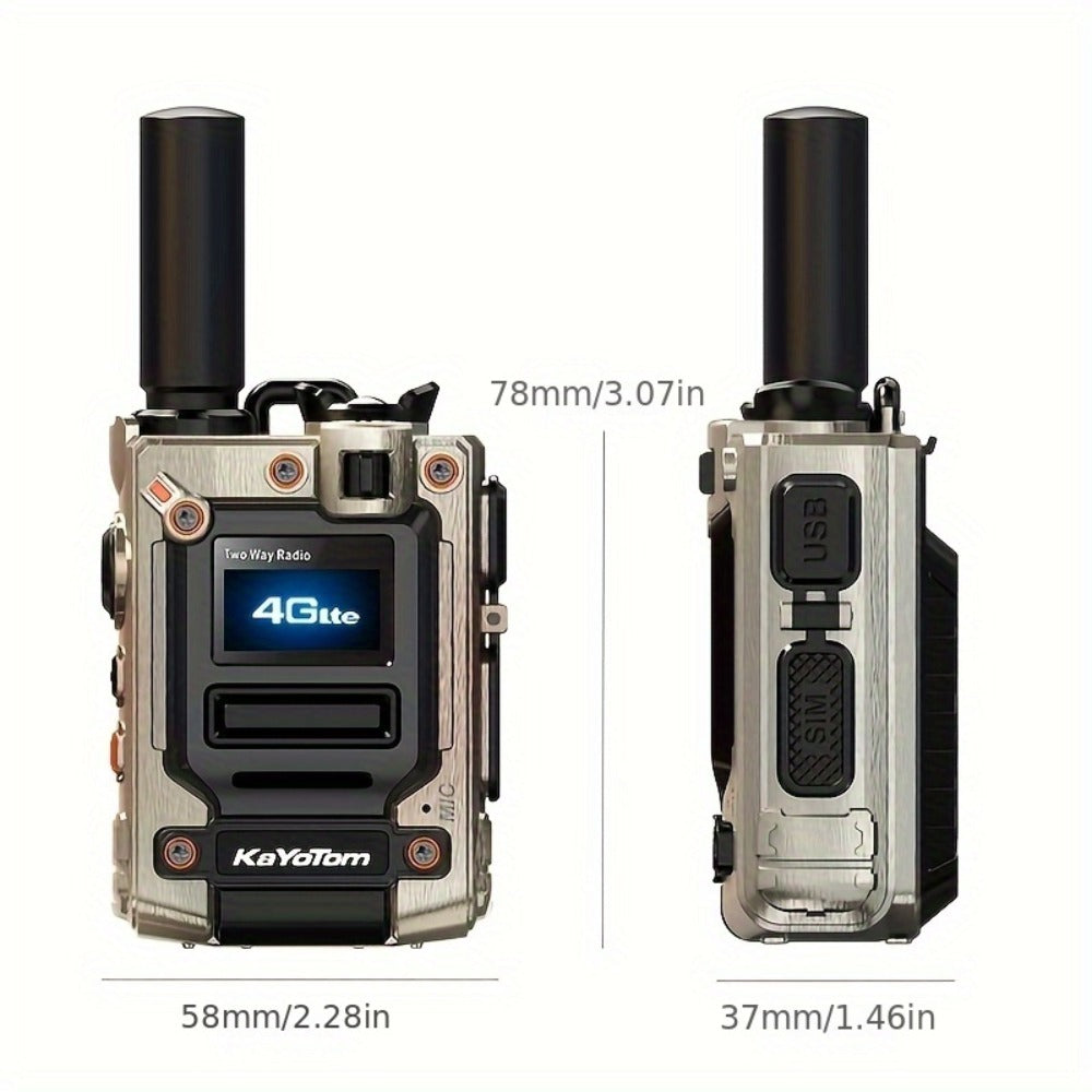 Kayotom K300S 4G Global Walkie Talkie Unlimited Range, No Monthly Fee Two Way Radio, UHF 400-480MHz Long Battery Life
