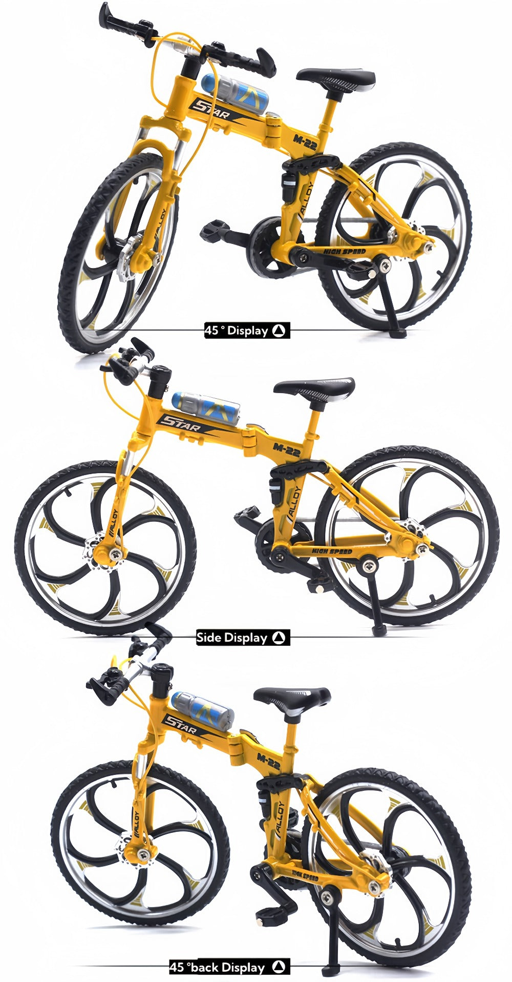 Diecast Mountain Bike Model 1:8 Scale Alloy Foldable Miniature Bicycle Figurine for Home Office Desk Decor