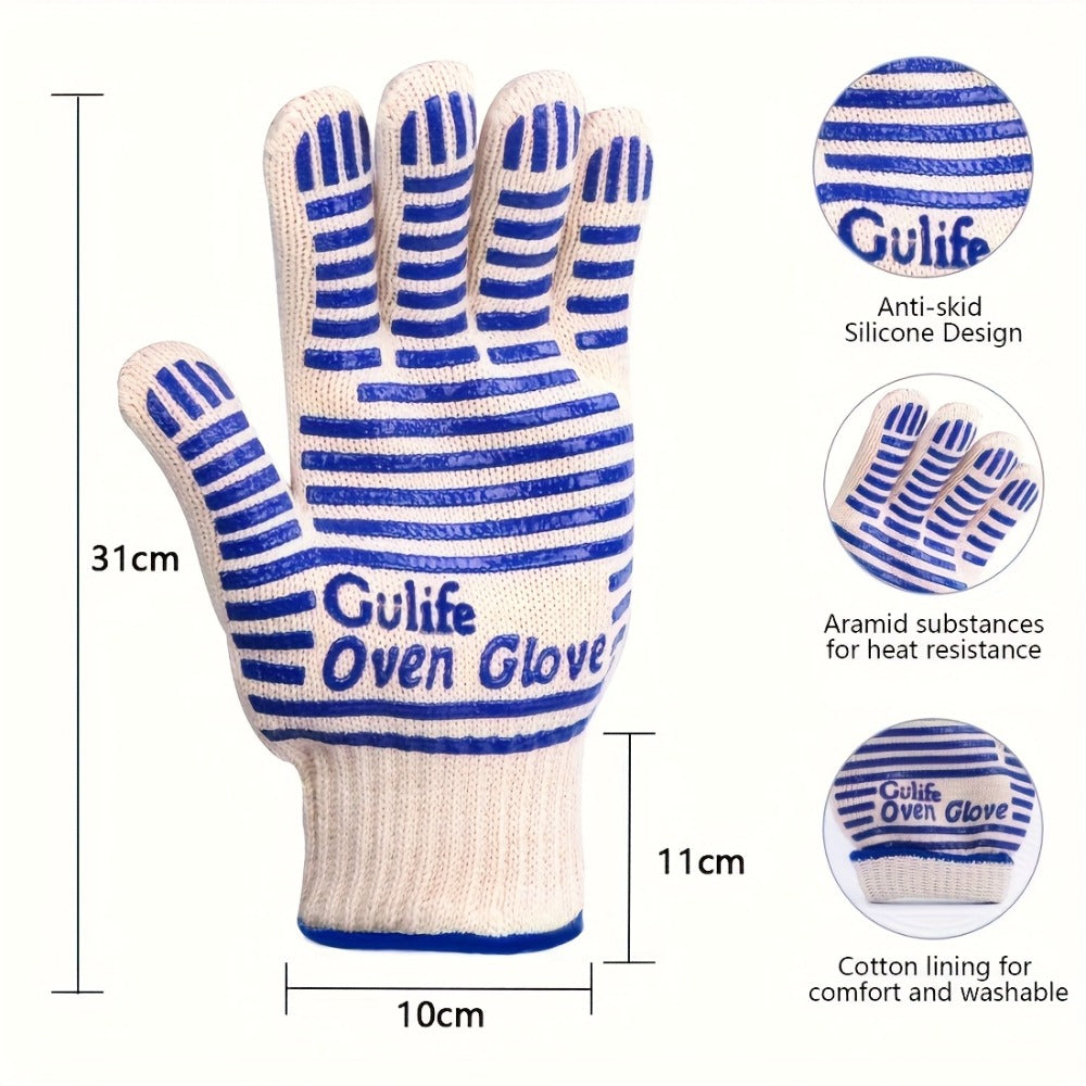 Silicone Oven Mitts with Fingers Heat Resistant Gloves for Cooking Baking BBQ Grilling – Kitchen Oven Gloves 2pcs or 4pcs Set