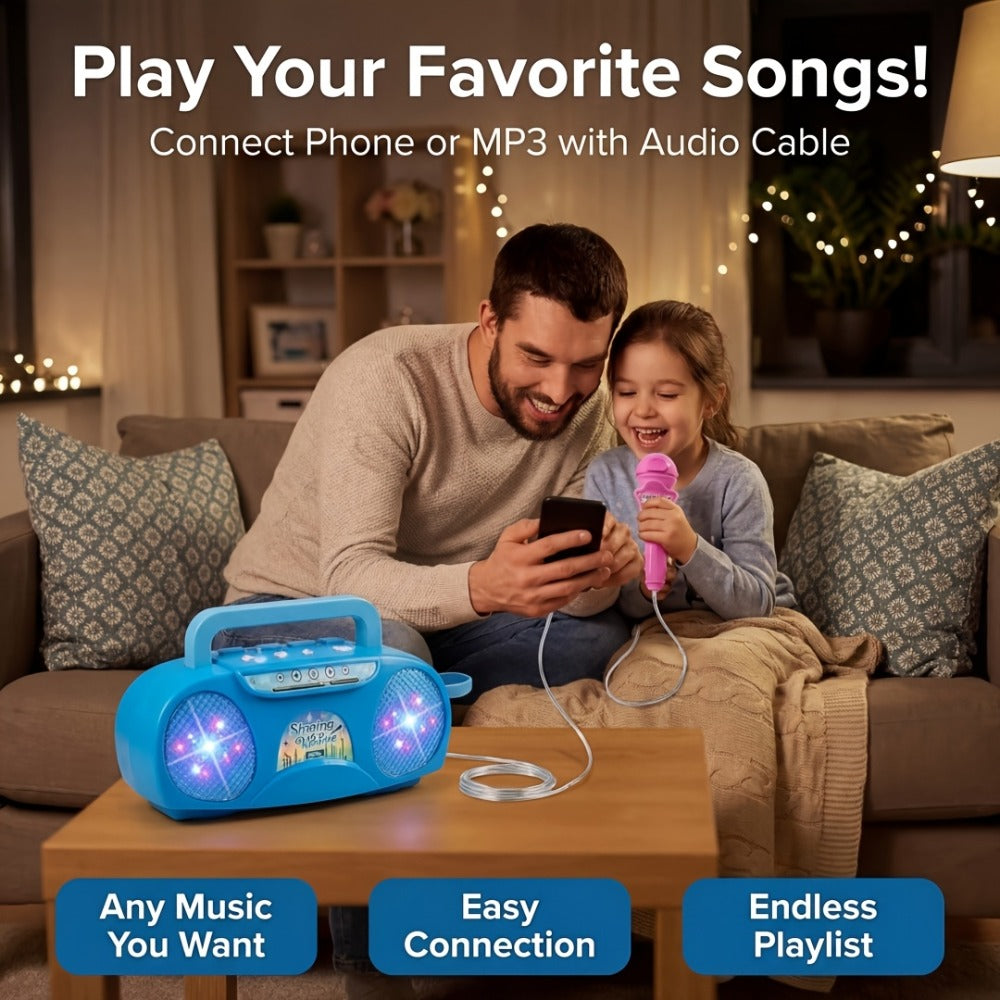 Kids Light-Up Singing Machine Toy with Microphone, All-in-One Music Toy for Boys & Girls Ages 3-7
