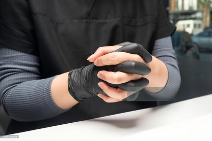 Black Nitrile Disposable Gloves in 100-Count Packs with 6 Mil Label and M, L or XL Size Options