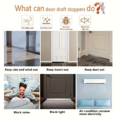 Door Draft Stopper Silicone Under Door Sweep Weather Stripping 39 Inch Strong Adhesive 3-Layer Sound Insulation Noise Blocker Energy Saving