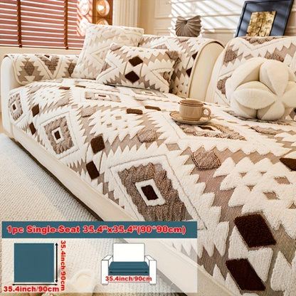 Sofa Cover, Thick Plush Couch Pad with Backing Detail in Three Colors and Seven Seat or Arm Sizes