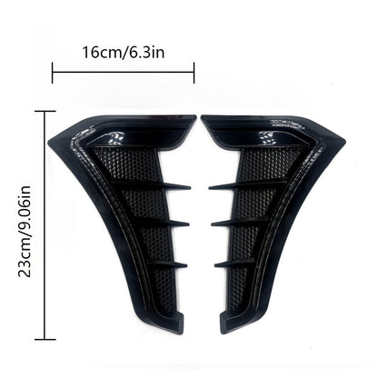 Decorative Shark-Gill Fender Vent Pair with Matte Black Finish, Adhesive Backing and 16 × 23 cm Size